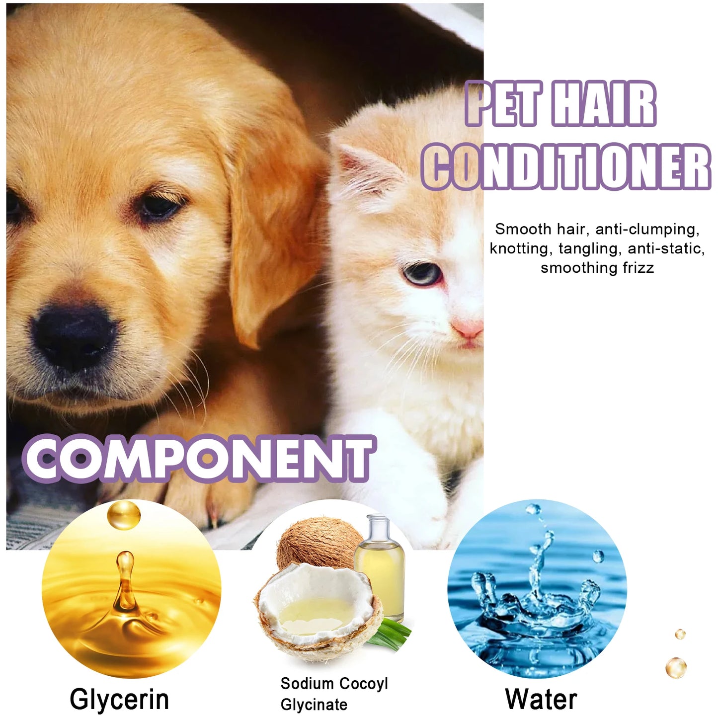 50ml Non-Knotted Pet Hair Care Cream Moisturizes, Conditioner for Dry Skin
