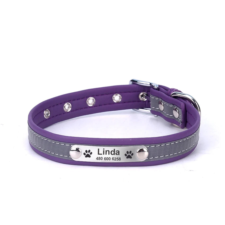 Personalized Leather Reflective Pet Collar