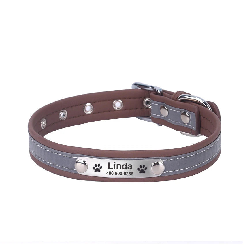 Personalized Leather Reflective Pet Collar