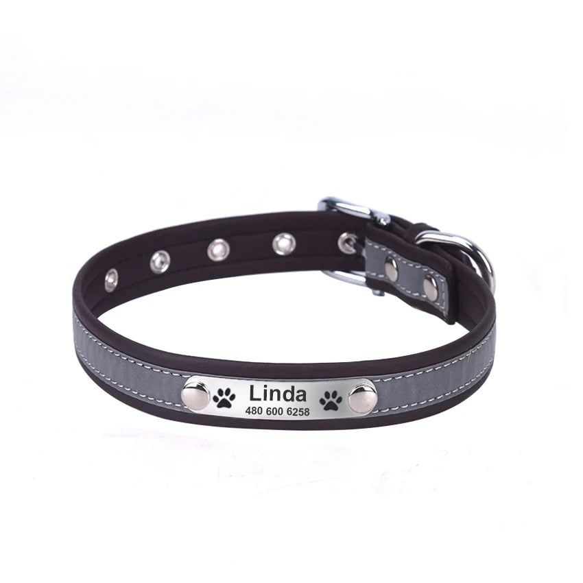 Personalized Leather Reflective Pet Collar
