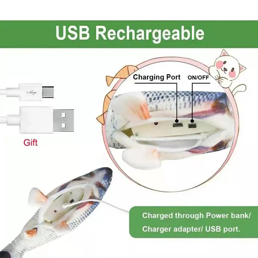 Cat USB Charger Toy Interactive Electric Floppy Fish