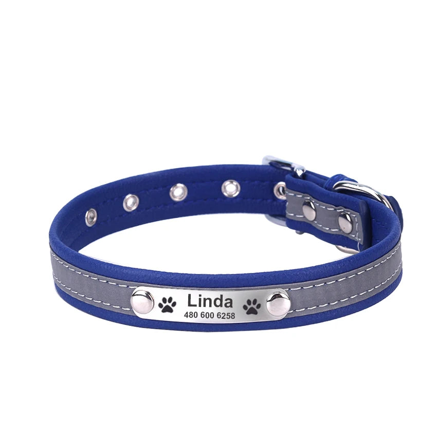 Personalized Leather Reflective Pet Collar