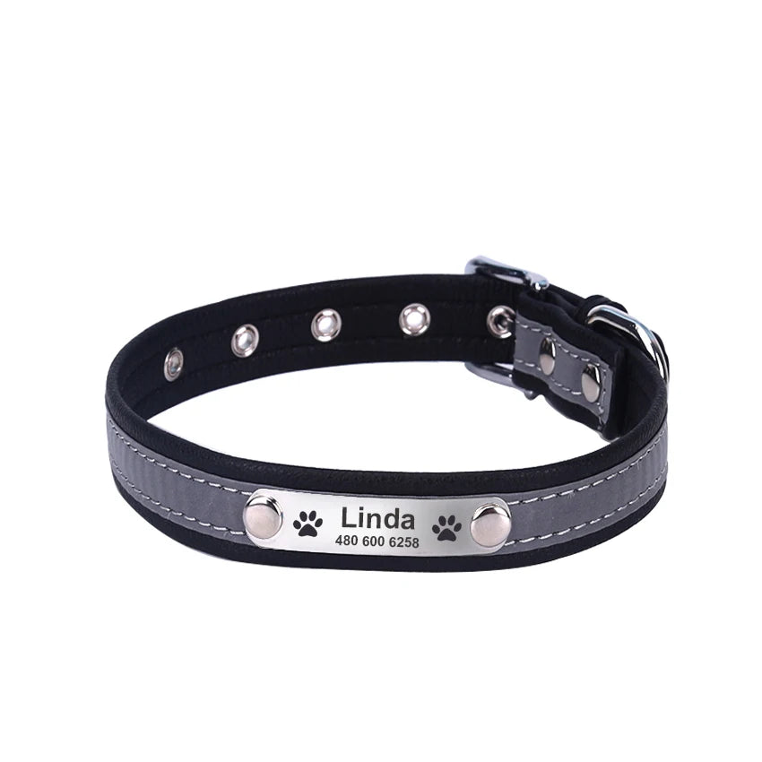 Personalized Leather Reflective Pet Collar