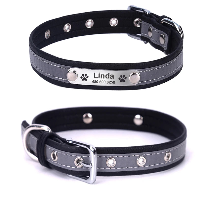Personalized Leather Reflective Pet Collar