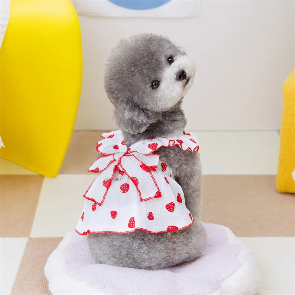 Strawberry Pattern Summer Princess Dog Dresses