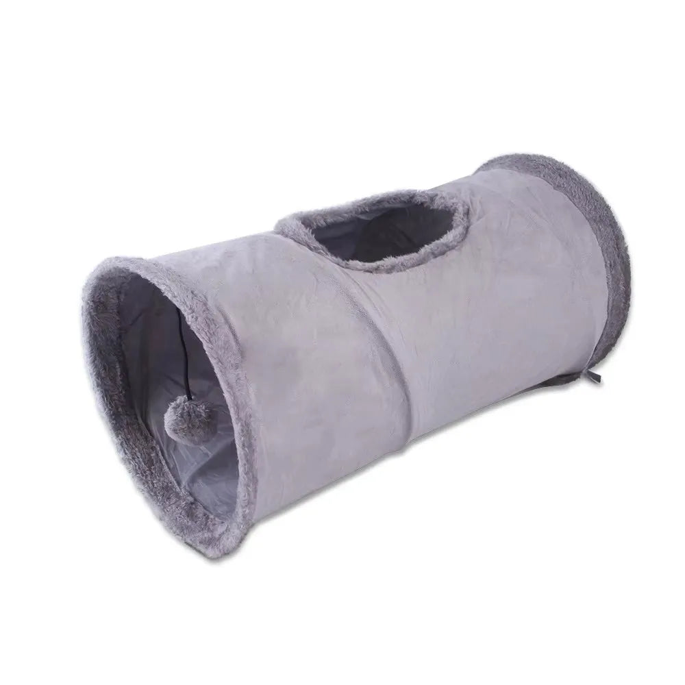 Collapsible Cat Winter Suede Tunnel for Puppy Play Chase Hide