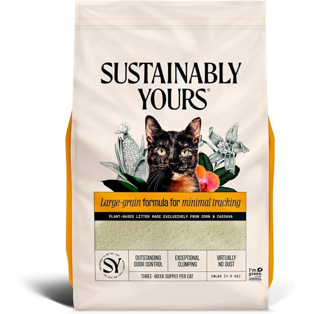 Premium Cat Litter Large Grain Odor Control Clumping Formula 10lbs Natural Corn Cassava Unscented Quick Clean Pet Supplies