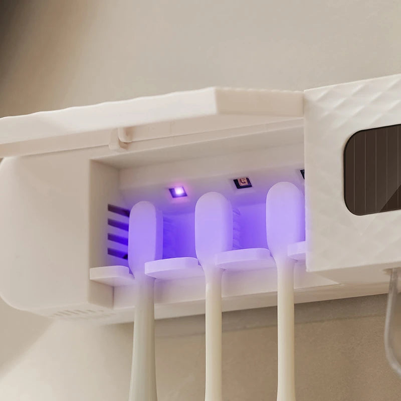 smart toothbrush rack wall mounted drying rack, toothpaste dispenser