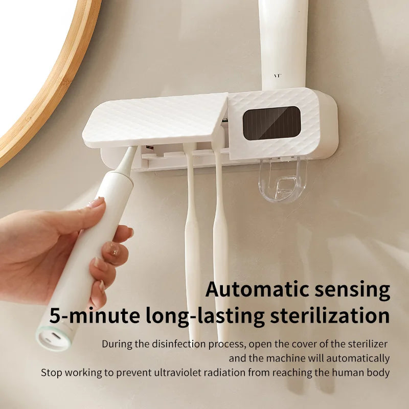 smart toothbrush rack wall mounted drying rack, toothpaste dispenser