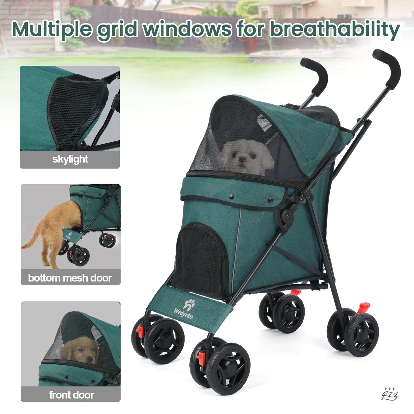 Outdoor Cat Dog Travel Breathable Pet Stroller