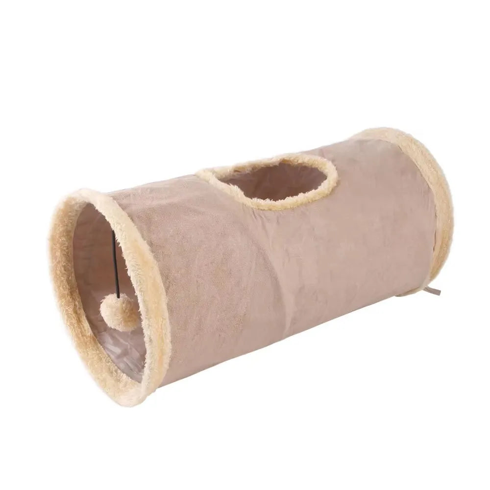 Collapsible Cat Winter Suede Tunnel for Puppy Play Chase Hide