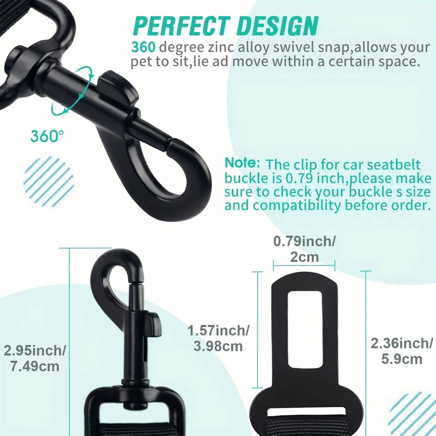 Dog Seat Belt, Retractable Car Harness, Adjustable