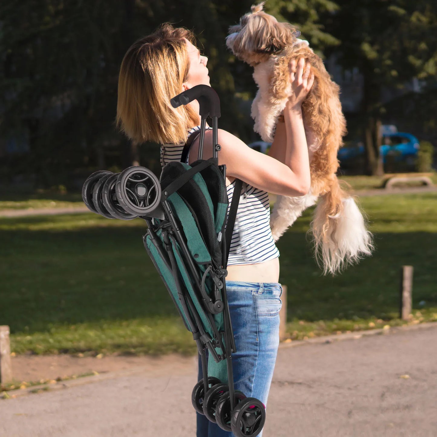 Outdoor Cat Dog Travel Breathable Pet Stroller