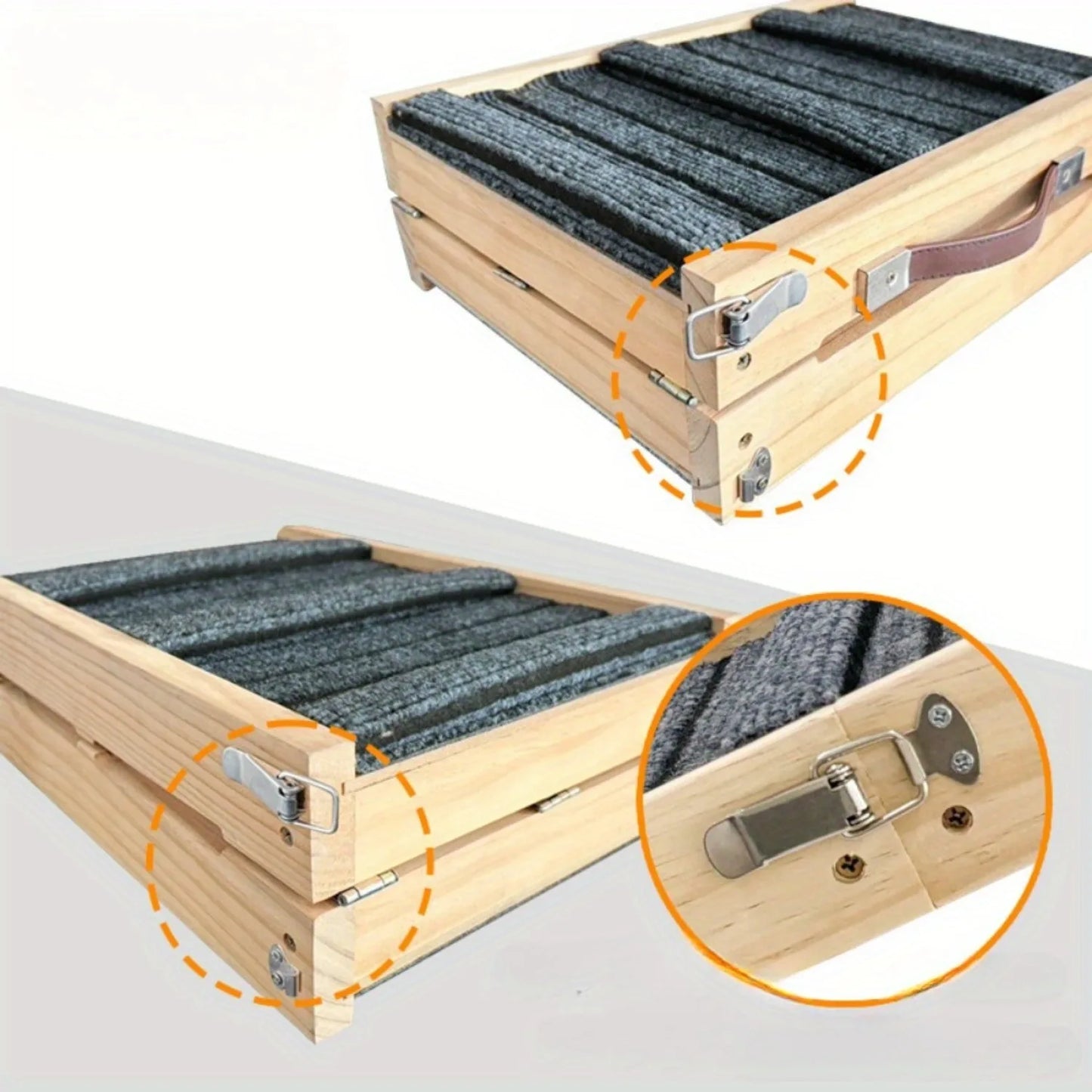 Portable folding wooden pet ramp