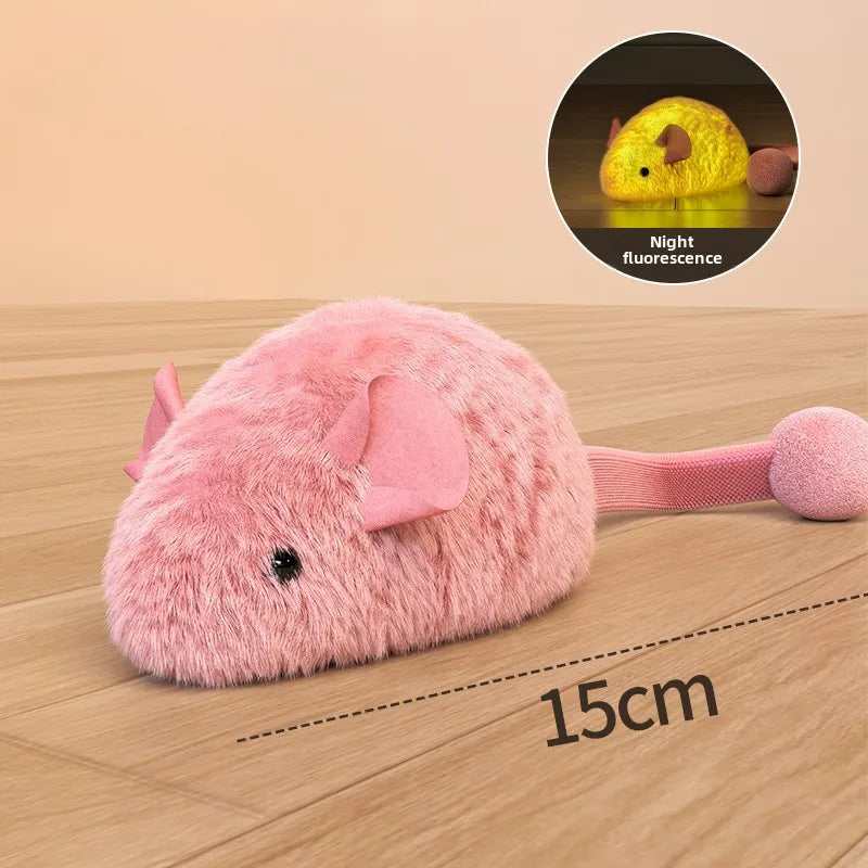 Interactive Plush Mouse Cat Simulation Mice Kitten Self-Playing Plush Toy