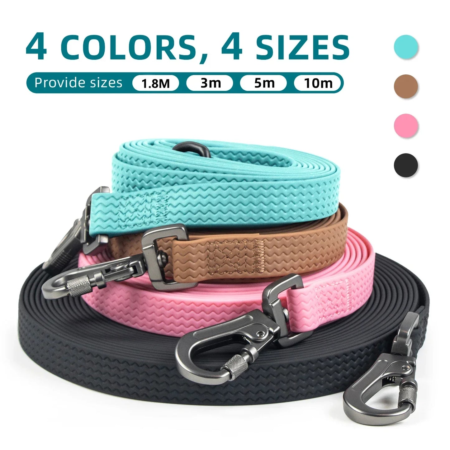 1.8M 3M 5M 10M PVC Dog Leash non-slip Waterproof