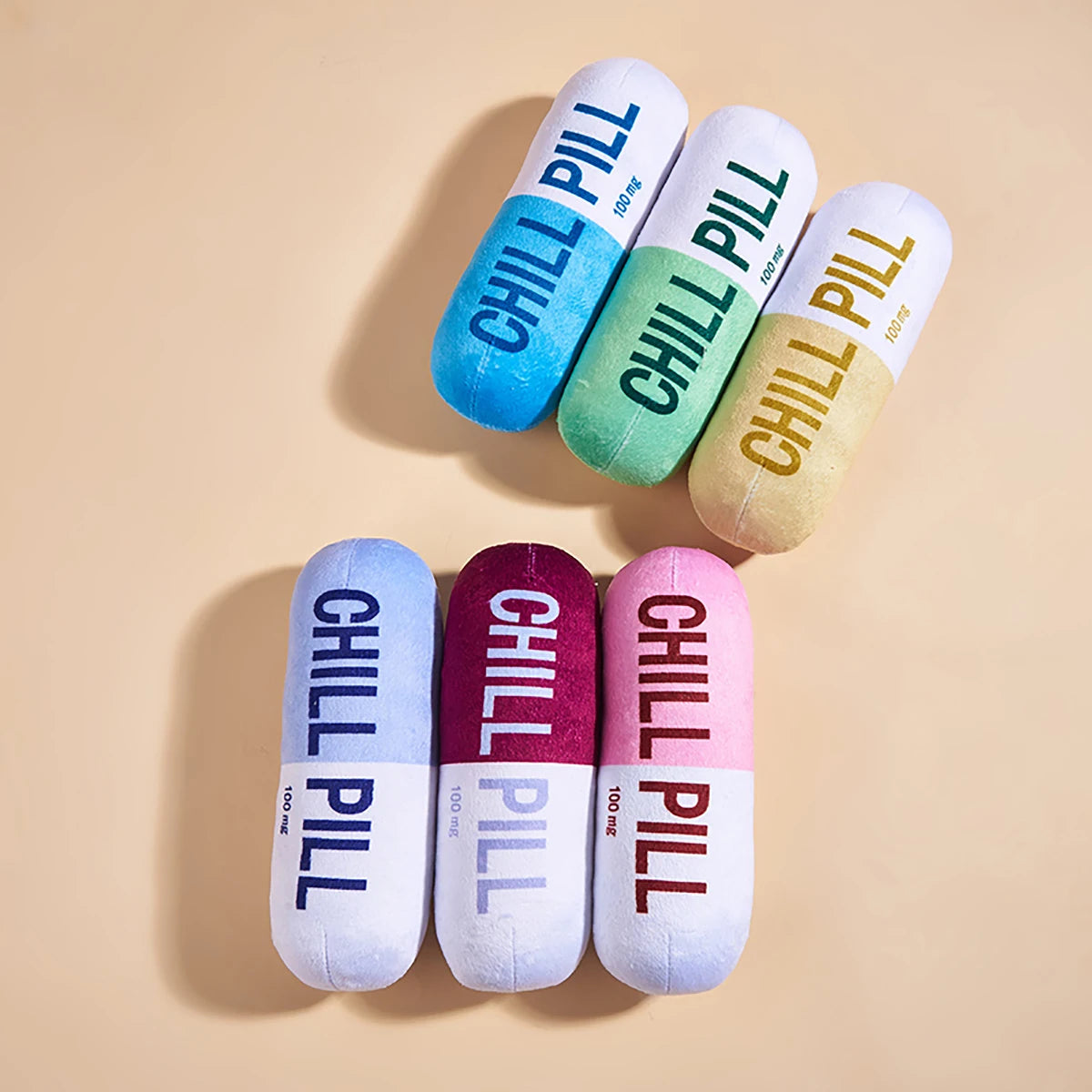 Interactive Plush Pill-Shaped Toy with Squeaker Pet Play and Dental Health