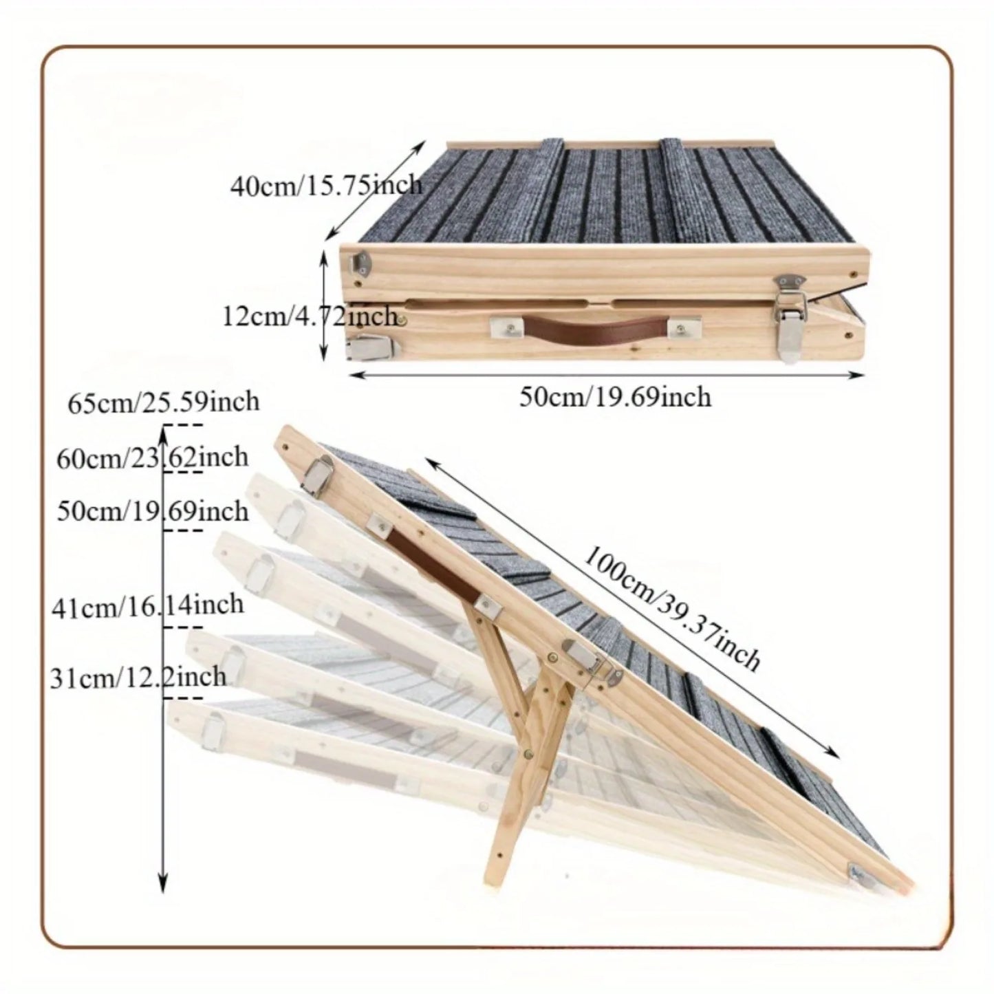 Portable folding wooden pet ramp