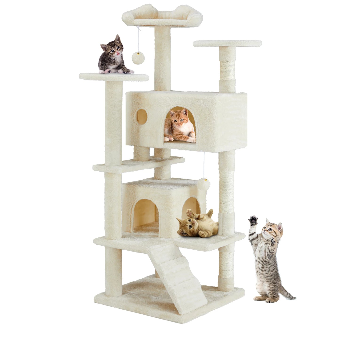 54in Tall Multi-Level Cat Tree Tower w/ Scratching Post
