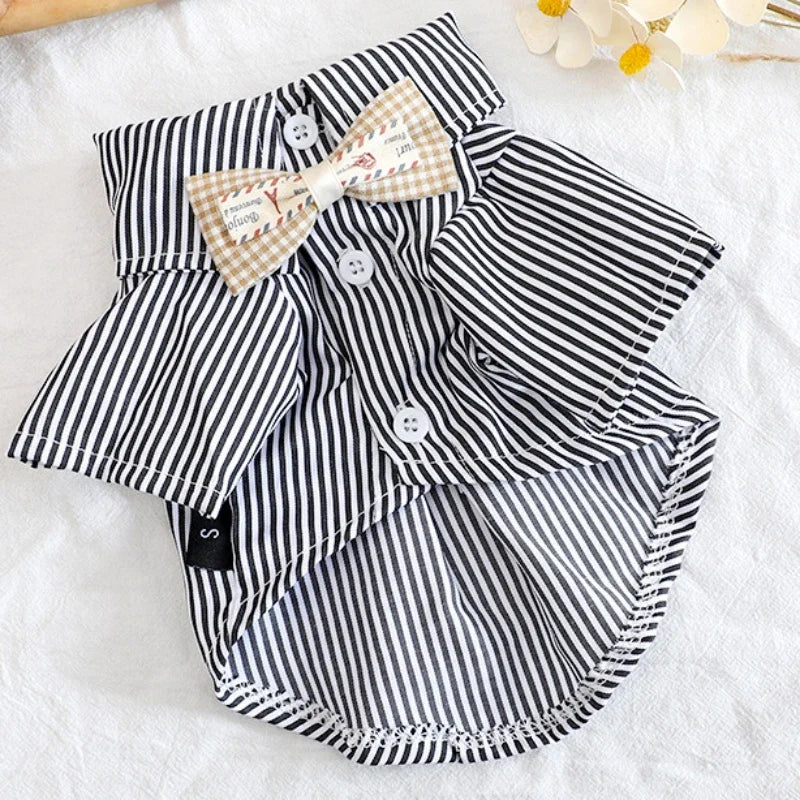 Pet Dog Bowknot Striped Shirts