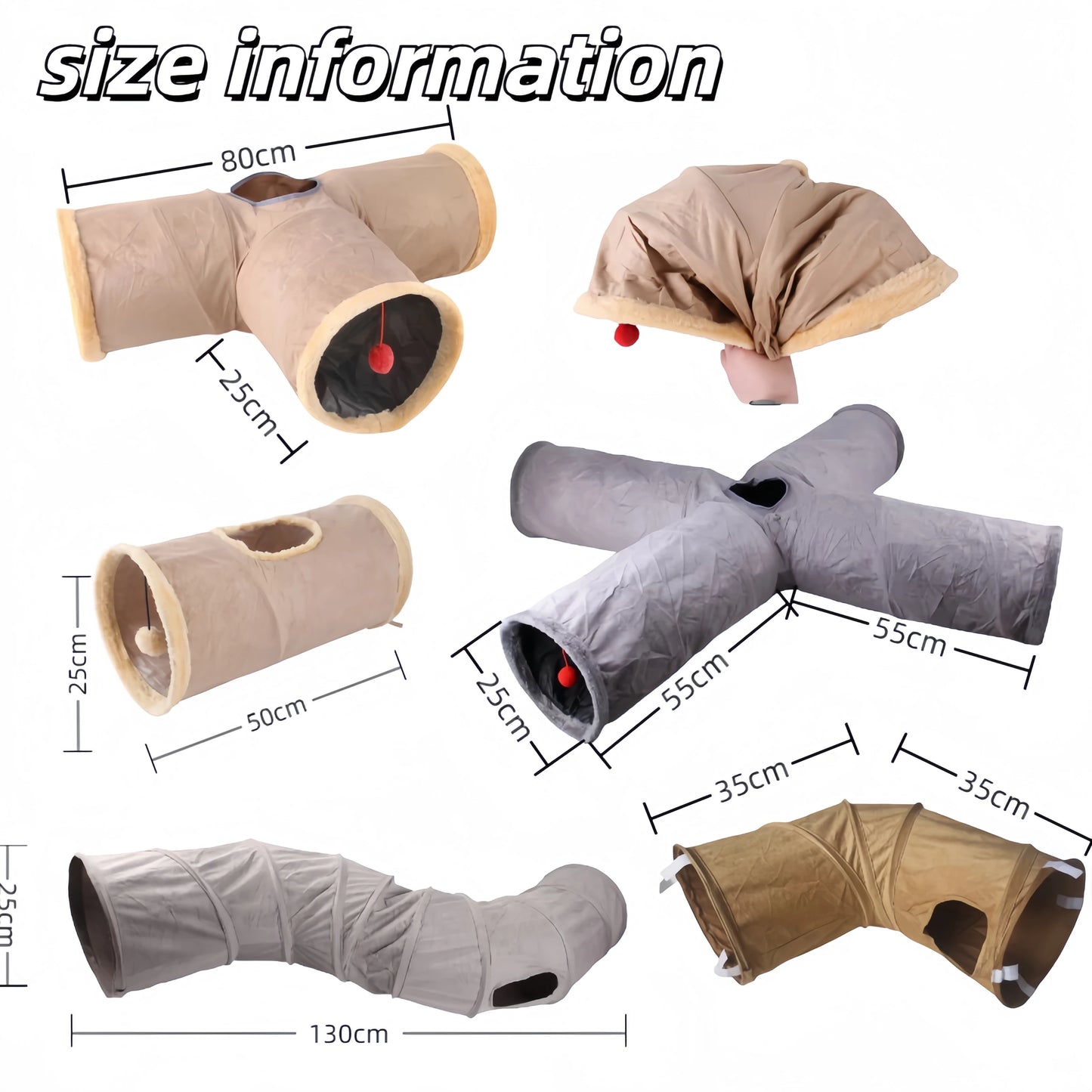 Collapsible Cat Winter Suede Tunnel for Puppy Play Chase Hide