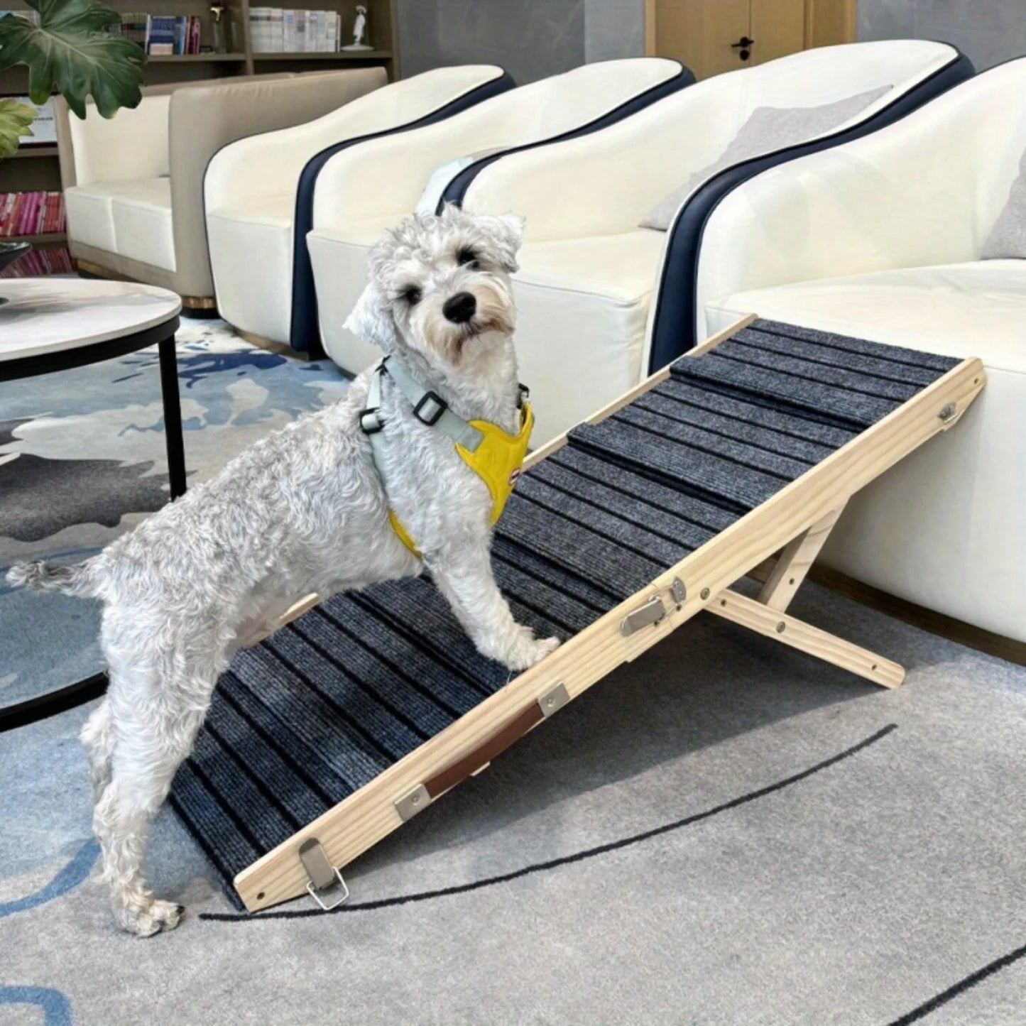 Portable folding wooden pet ramp