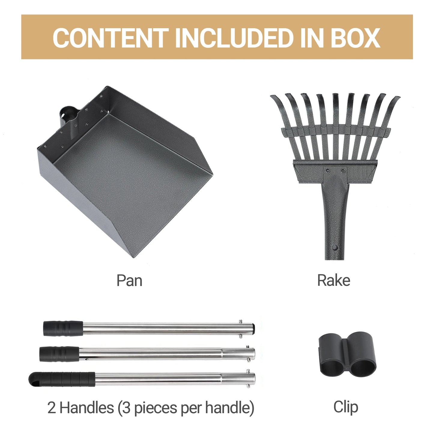 Dog Pooper Scooper, Poop Tray and Rake Set,