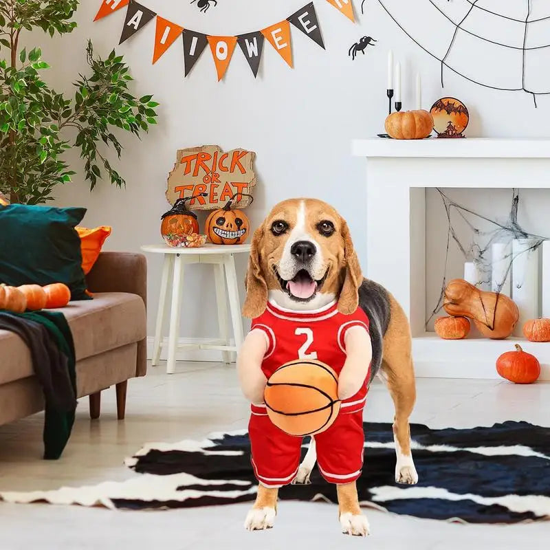 Basketball Player Pet Costume Holding Basketball
