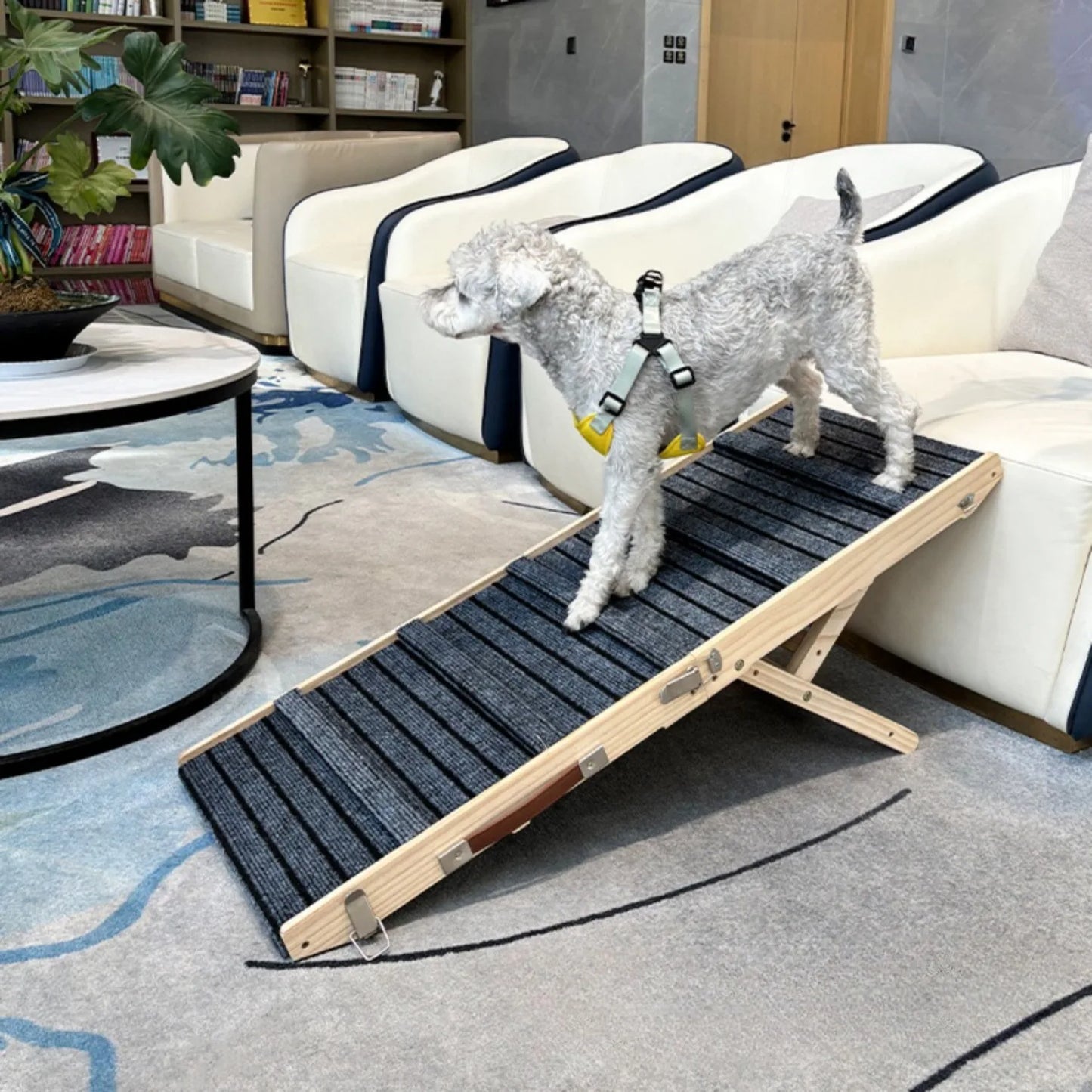 Portable folding wooden pet ramp