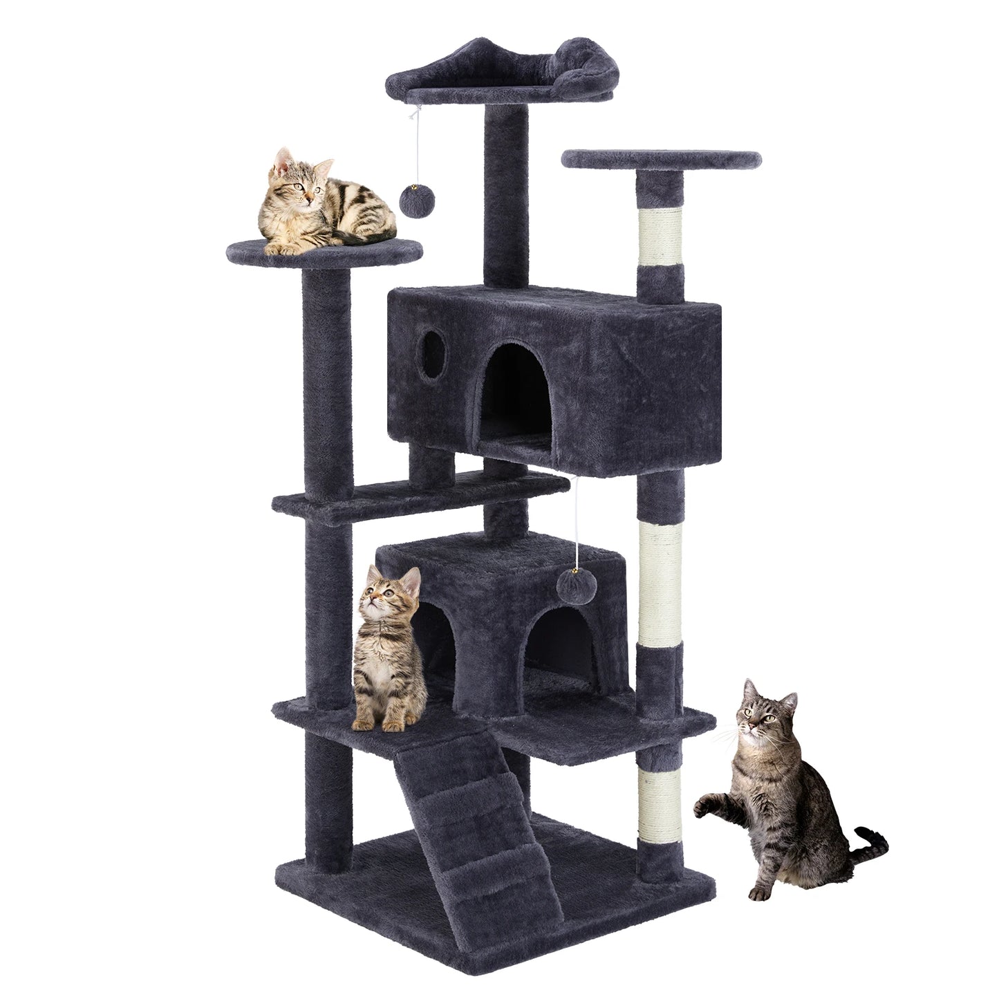 54in Tall Multi-Level Cat Tree Tower w/ Scratching Post