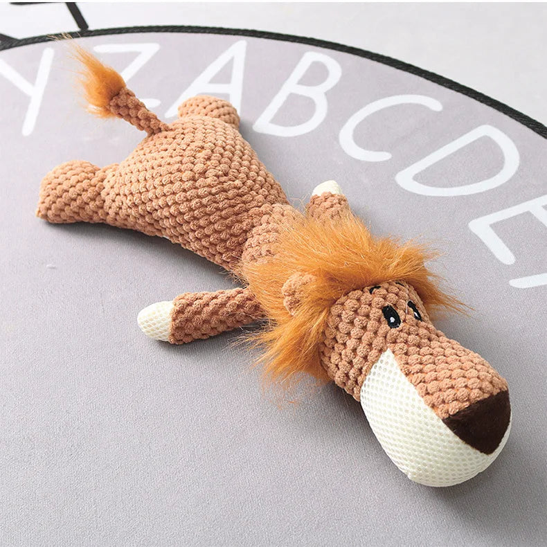Plush Cartoon Dog Chew Squeak Toys