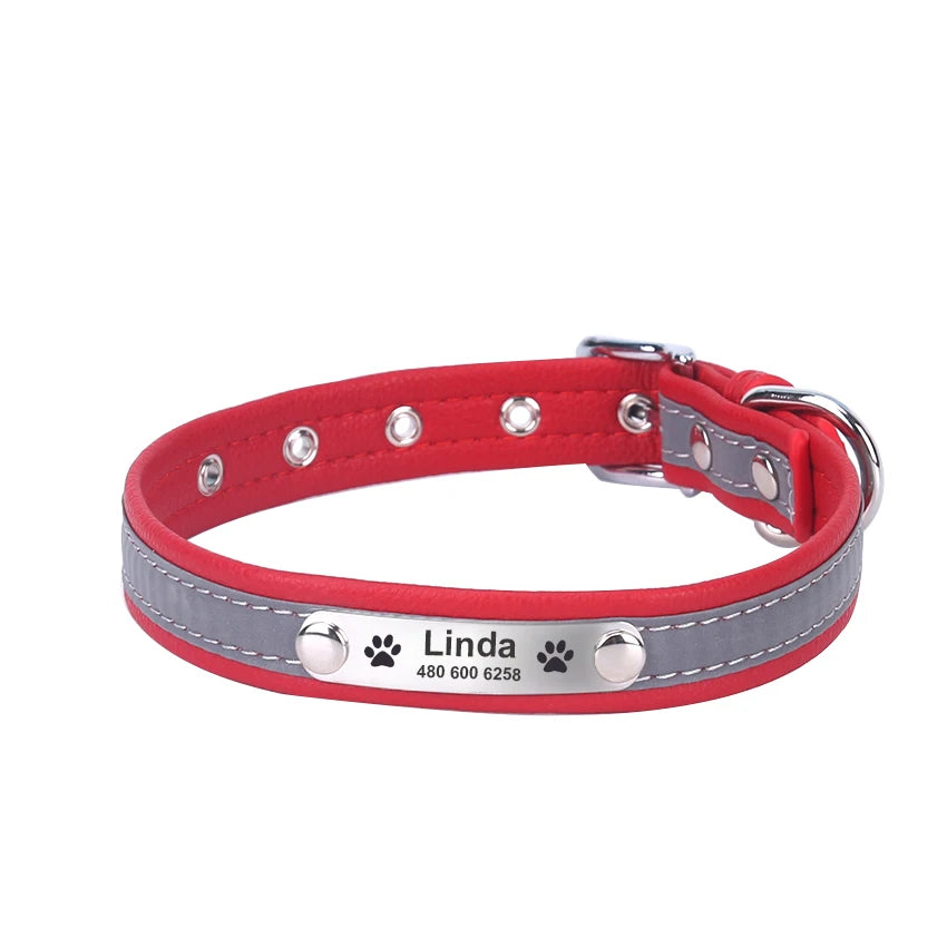Personalized Leather Reflective Pet Collar