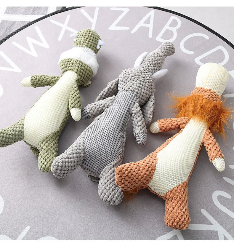 Plush Cartoon Dog Chew Squeak Toys