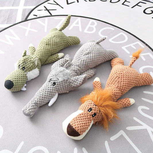 Plush Cartoon Dog Chew Squeak Toys