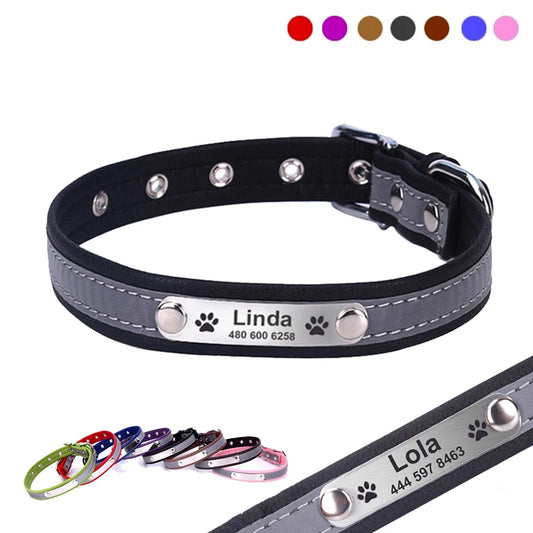 Personalized Leather Reflective Pet Collar