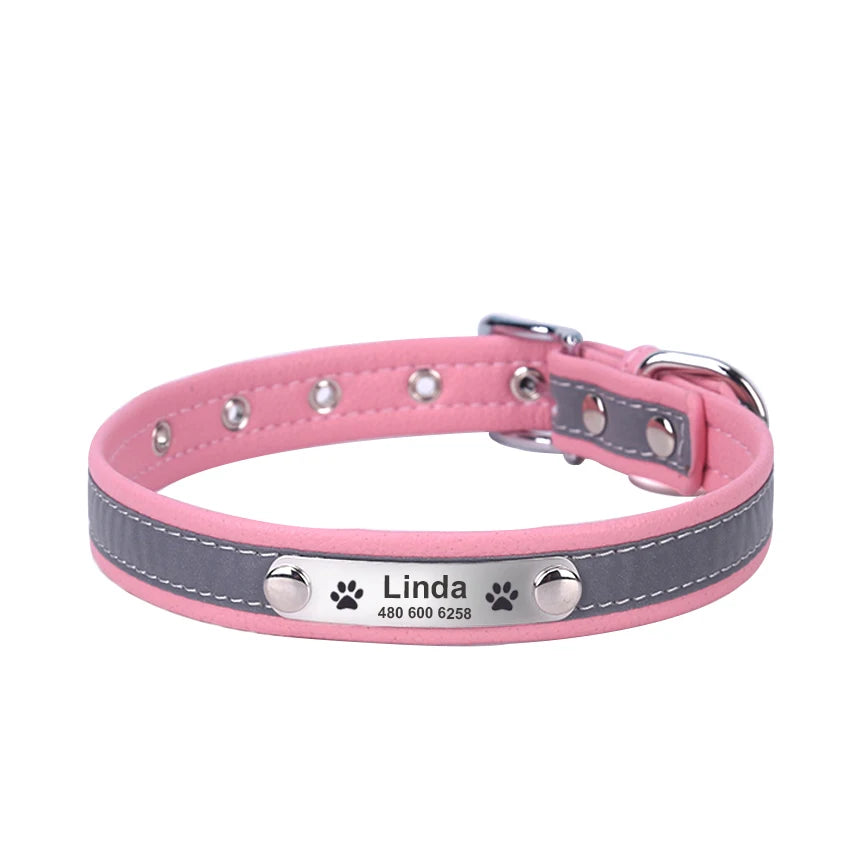 Personalized Leather Reflective Pet Collar