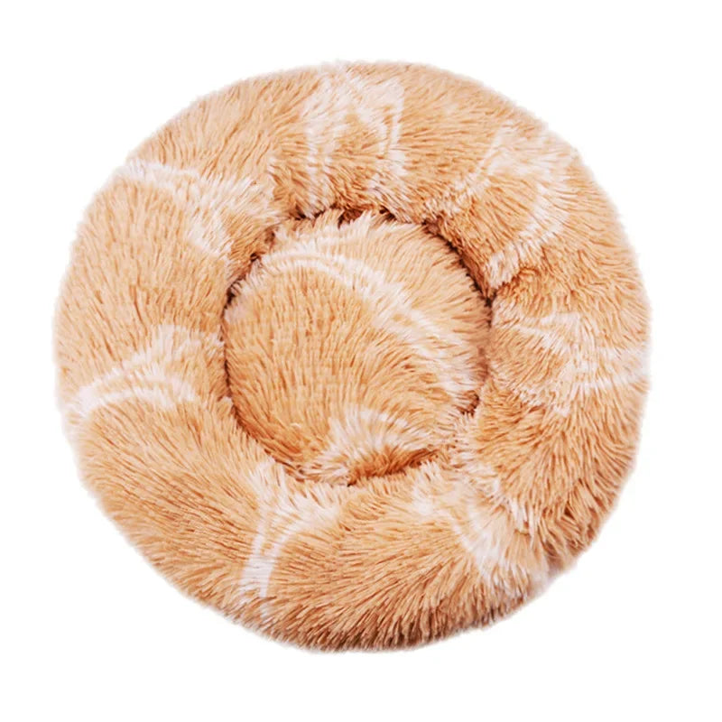40-90cm Round Pet Bed for Large Dog, Super Soft Cat Long Plush Bed for Winter Warm Sleeping
