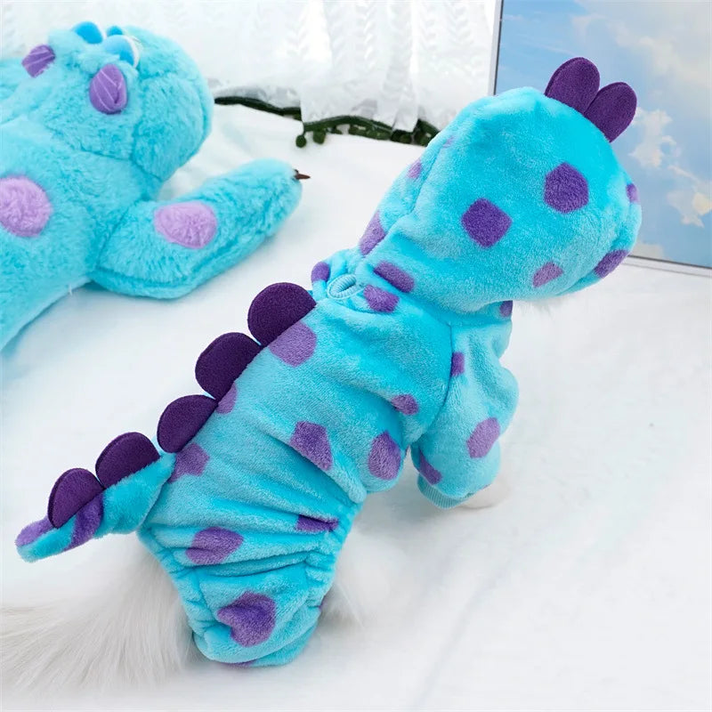Funny Dinosaur Halloween Costume Soft Warm Clothes for Small Dogs