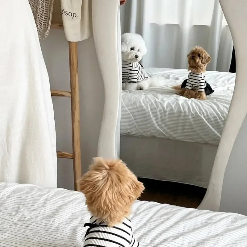 Short Sleeve Striped Puppy Vest Pet Skirt