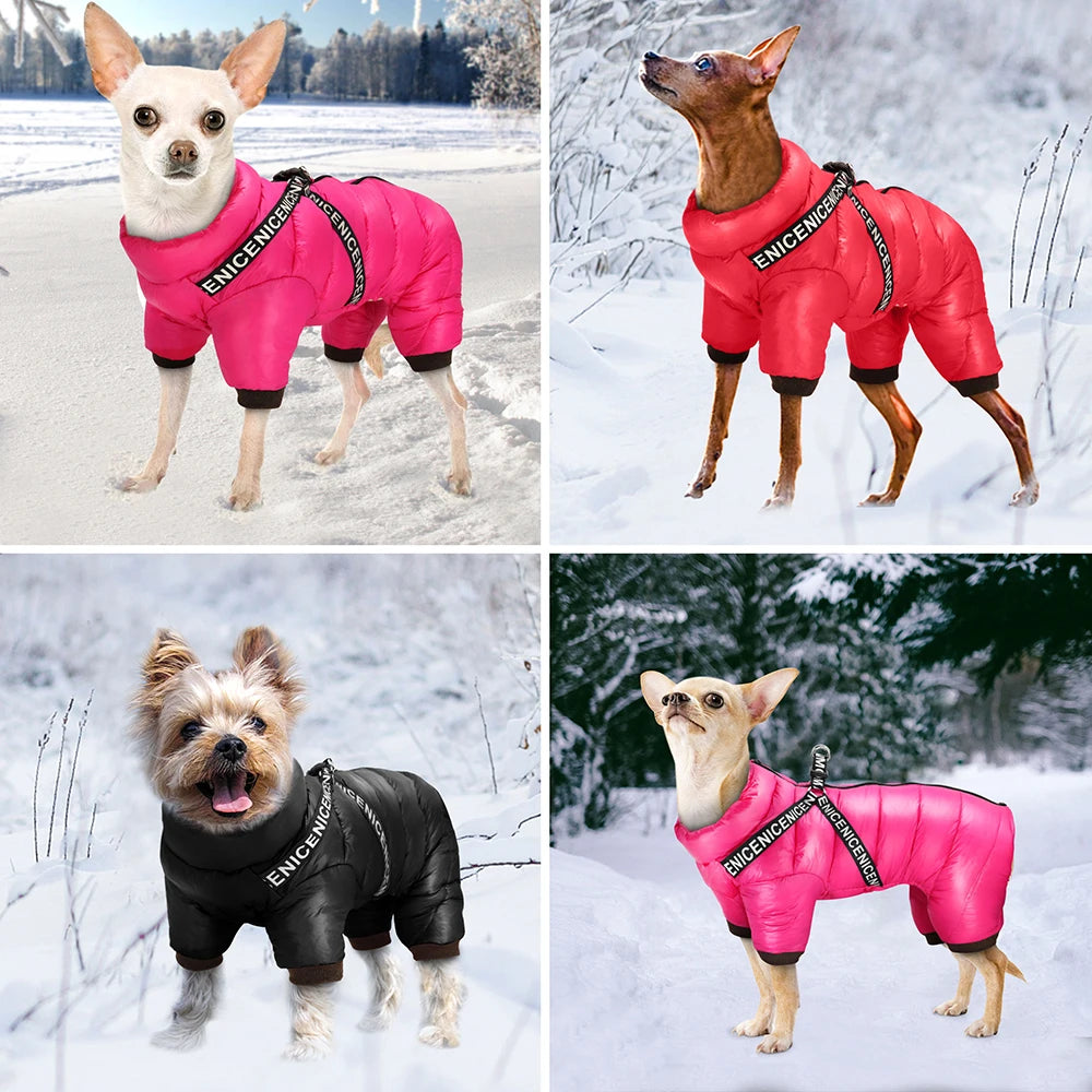 Winter Super Warm  Dog Jacket/Coat With Harness Waterproof Puppy Hoodies