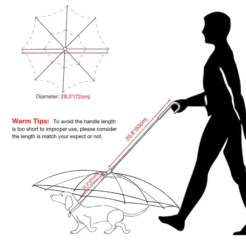 New Transparent Pet Umbrellas Small Dog w/Leash