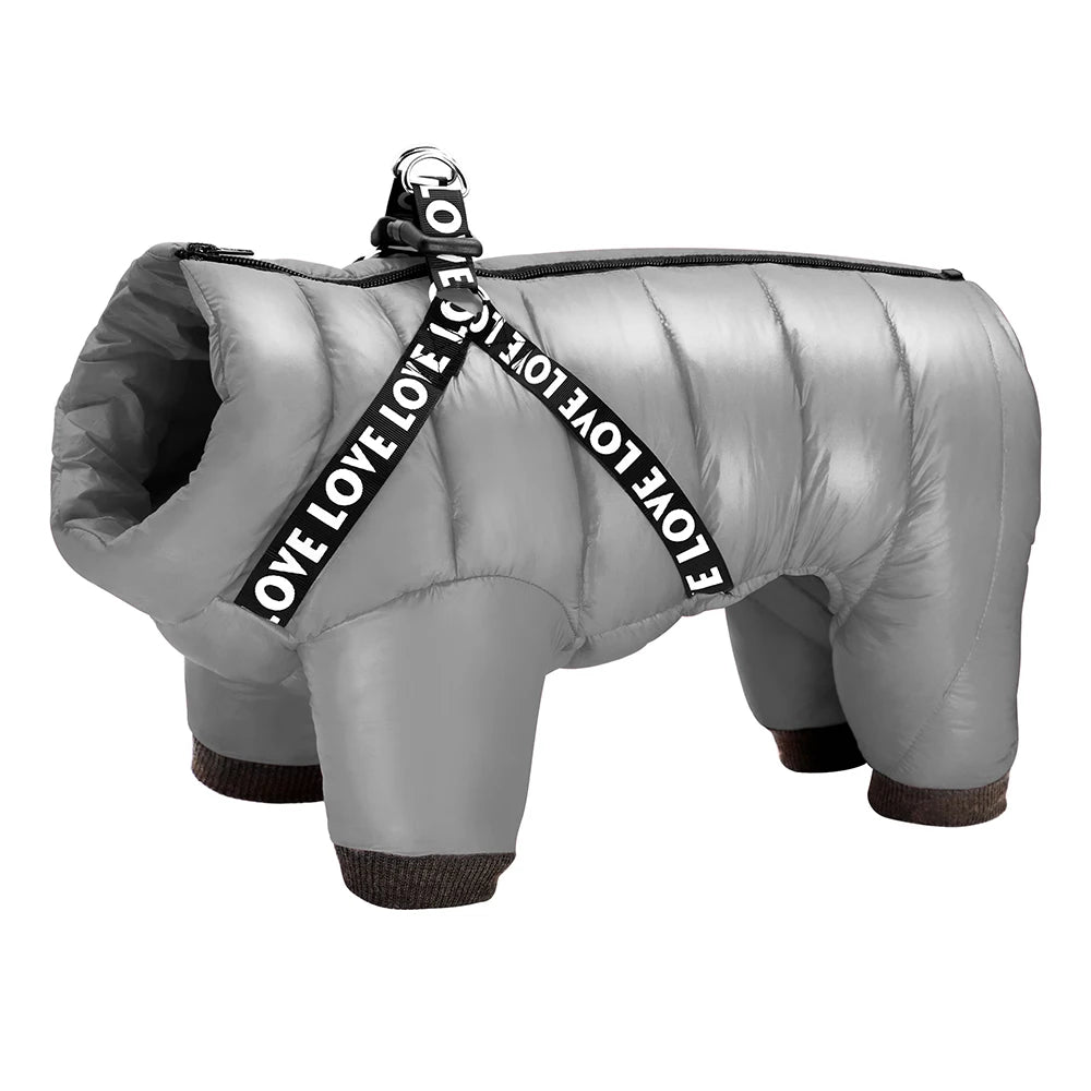 Winter Super Warm  Dog Jacket/Coat With Harness Waterproof Puppy Hoodies