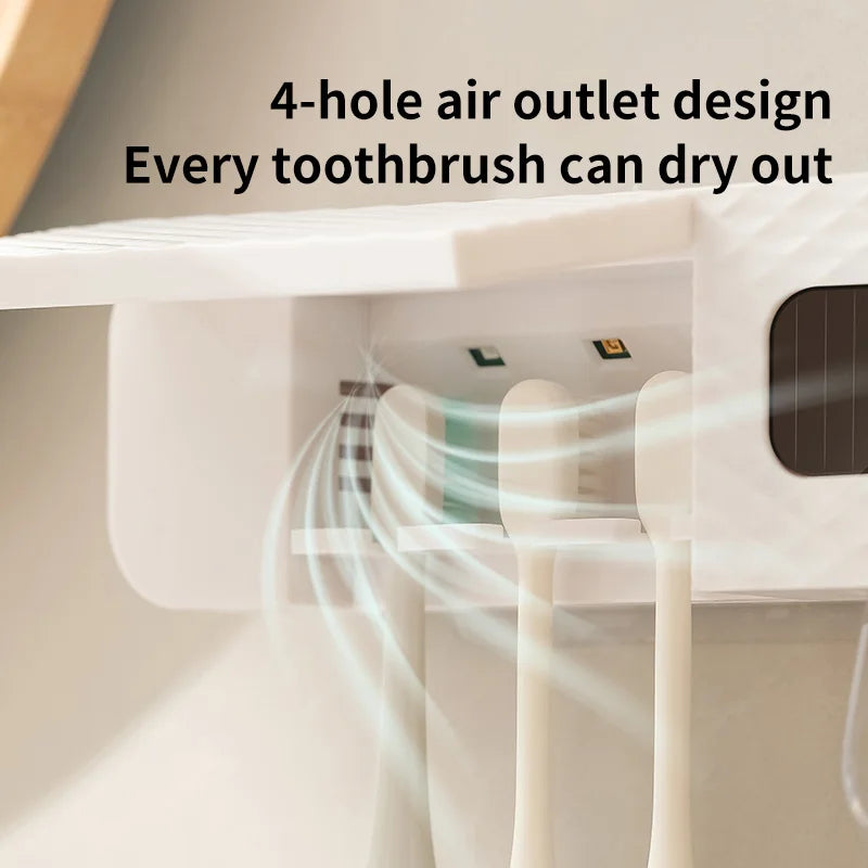 smart toothbrush rack wall mounted drying rack, toothpaste dispenser