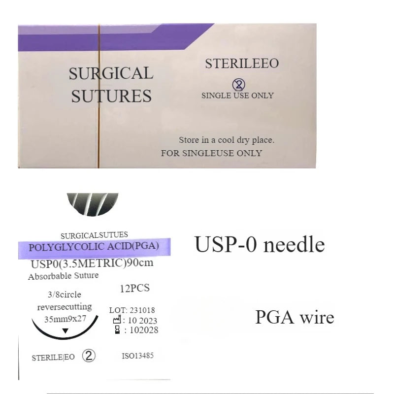 Veterinary absorbable suture, surgical pet suture PGA (2-0/3-0/4-0) w/Needles