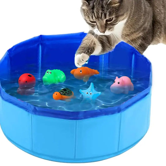 Foldable Bath Swimming Pool with Cat Toys0