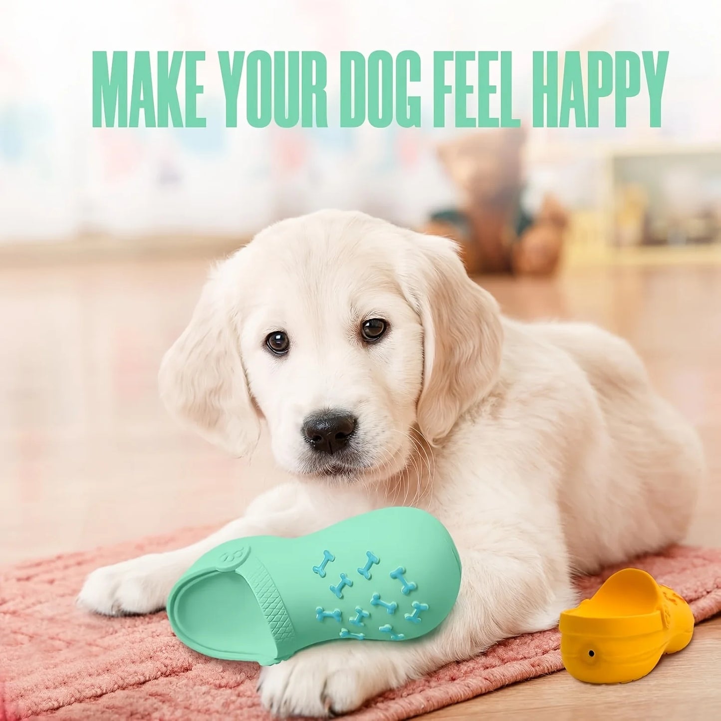 Durable Rubber Slippers-Shaped Chew, Teeth Cleaning & Training Toy