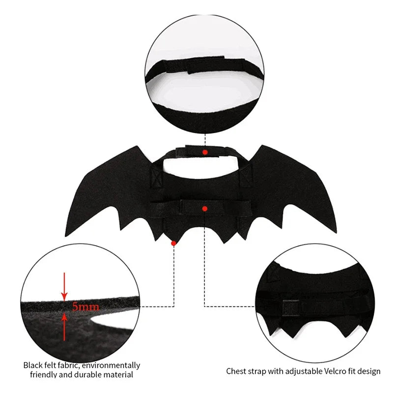 Halloween Cute Pet Dog Cat Black Bat Wings Harness Costume