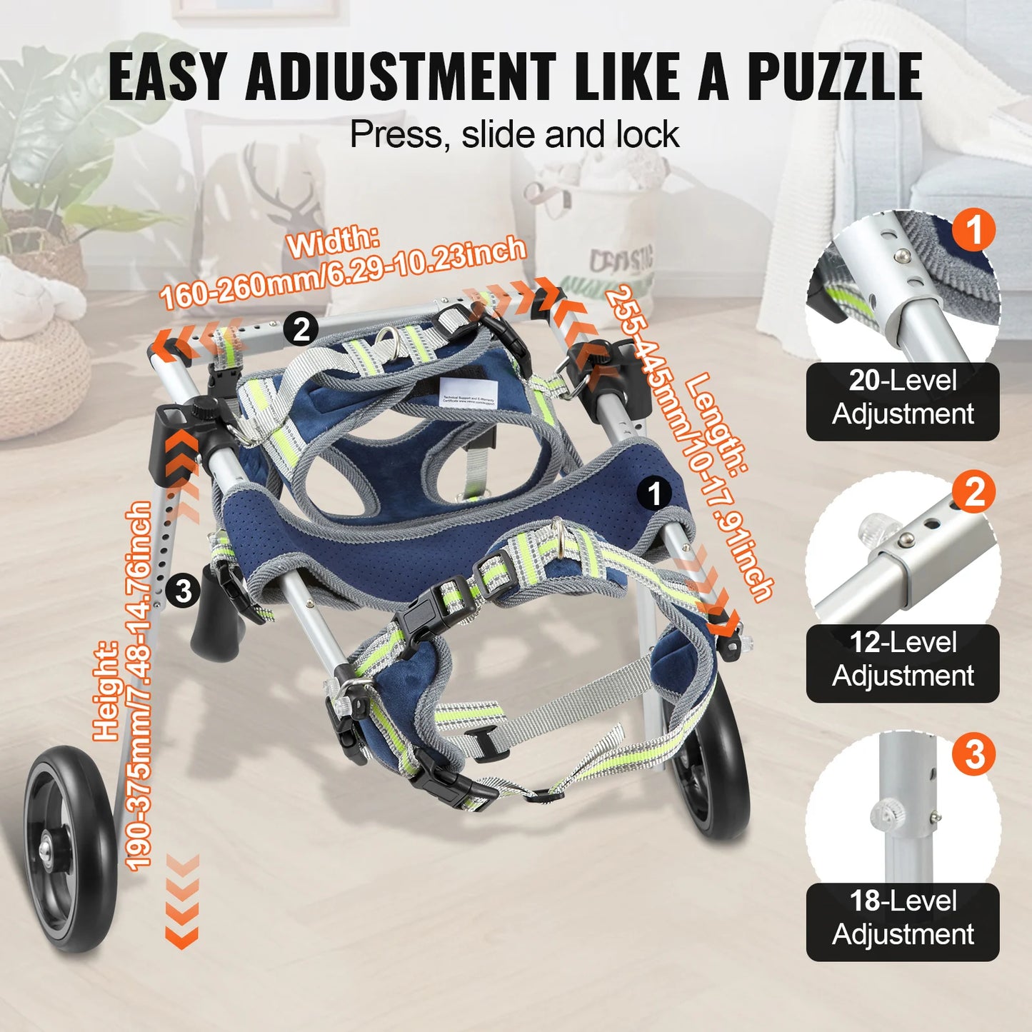 SucceBuy 2 Wheels Dog Wheelchair for Back Legs