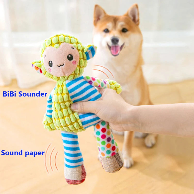 Plush Toy Cat Dog Puzzle Toy, Bite Resistant Interactive Squeaky Toy