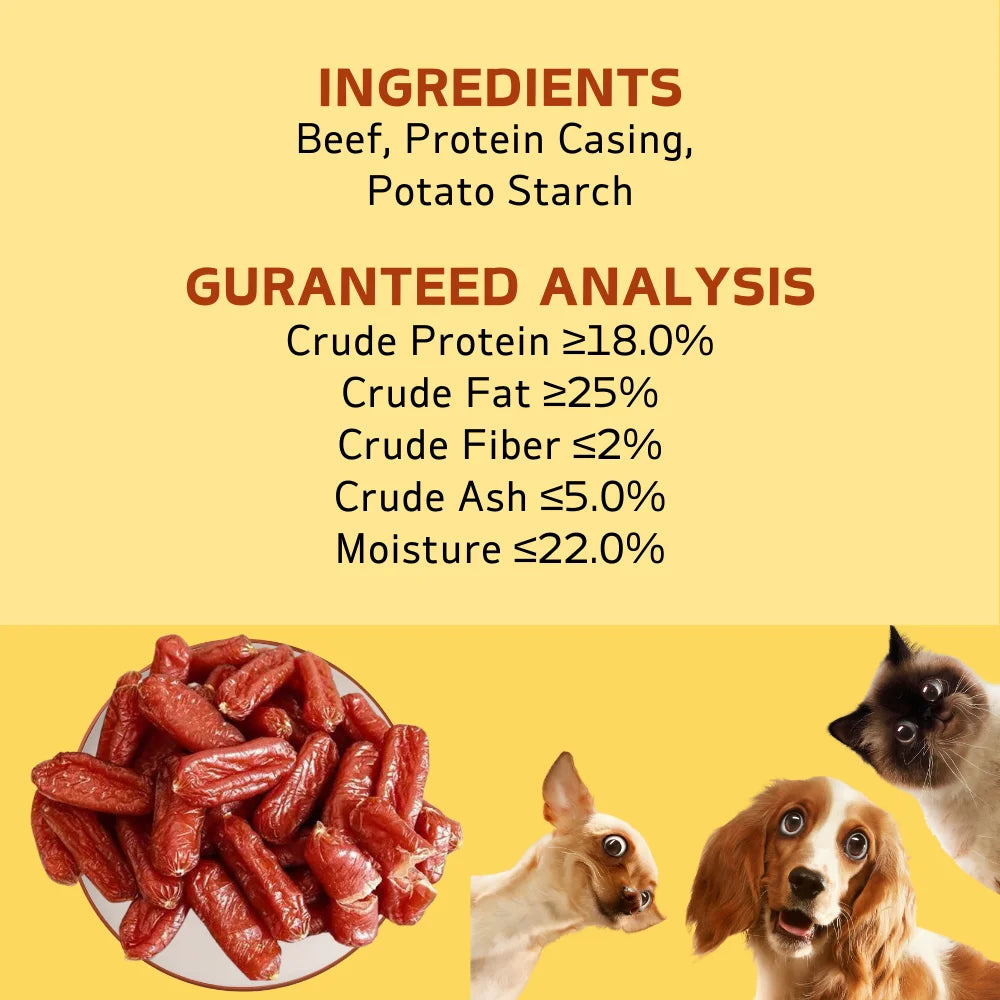 7.05oz/14.11oz Beef Sausage, All Natural Ingredients,Dog Treats